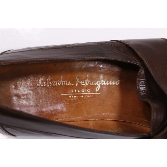Salvatore Ferragamo Mens Vintage Brown Leather Penny Loafers Men's US 10.5 D - Picture 10 of 11